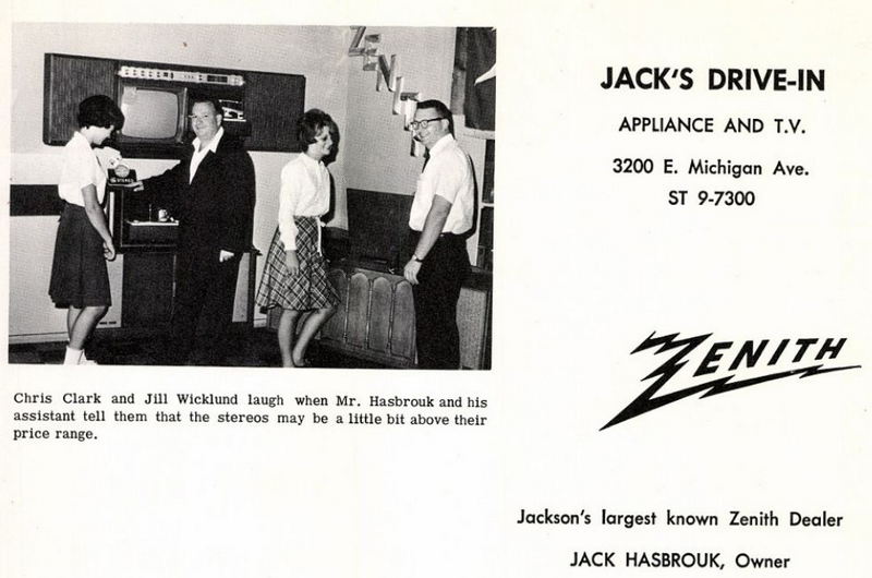 Jacks Drive-In Applicance Store - Vintage Yearbook Ad (newer photo)